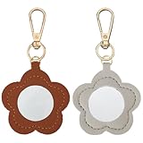 Mini Flower Design:Le porte-clés miroir de maquillage est soigneusement conçu, miroir en forme de fleur enveloppé de cuir PU, qui est simple et élégant, et le crochet de suspension vous permet de l'accrocher ou de le tenir facilement