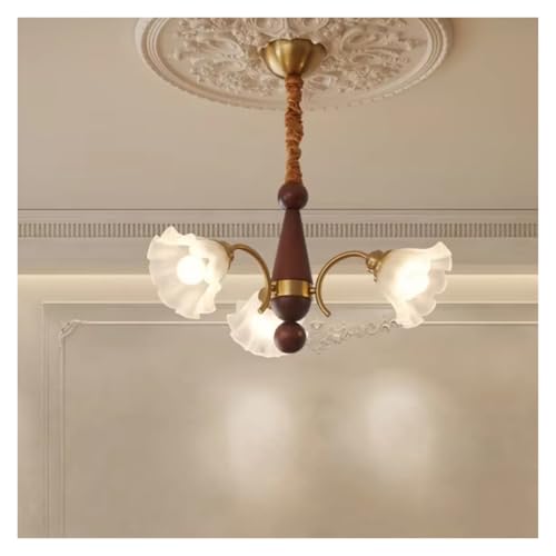 Lustre en verre fleur et bois art, une suspension d'exception pour îlot