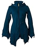 Mit zwei Taschen Vishes – Alternative Bekleidung – warme Elfen Zipfeljacke/Kurzmantel mit Zipfelkapuze türkis 34