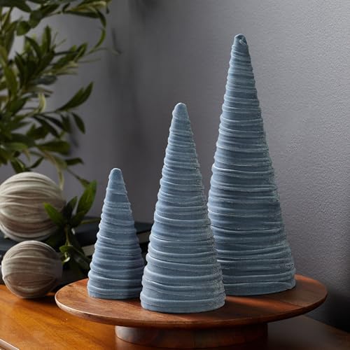 Image of Your Heart's Content Slate Blue Velvet Trees Set of 3 (Slate Blue)