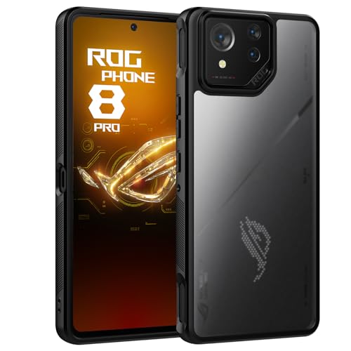 Cresee ROG PHONE 8-BLACK Case For Asus Rog Phone 8 / Rog Phone 8 Pro, Matte Translucent Hard Back + Soft Tpu Bumper Shockproof Phone Case cover