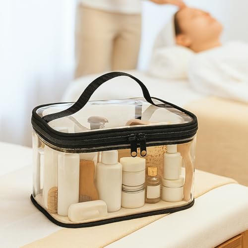 6 Pack Clear Makeup Bags Travel Toiletry Bag Waterproof Cosmetic Bag Transparent Organizer Pouch Storage Carry Handbag with Zipper Handle for Women Men Vacation Bathroom Essentials Accessories4