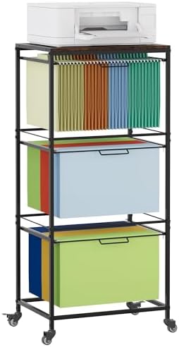 File Sliding Rack Amazon.com: EasyPAG Rolling Hanging File Folder Cart, 3 Tier Metal Pull ...