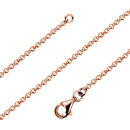 Avesano Rosegold Kette ohne Anhänger 925 Sterling Silber Damen Halskette | Breite 1,7 mm |Länge 42 45 50 60 70 80 90 cm | 101011-442