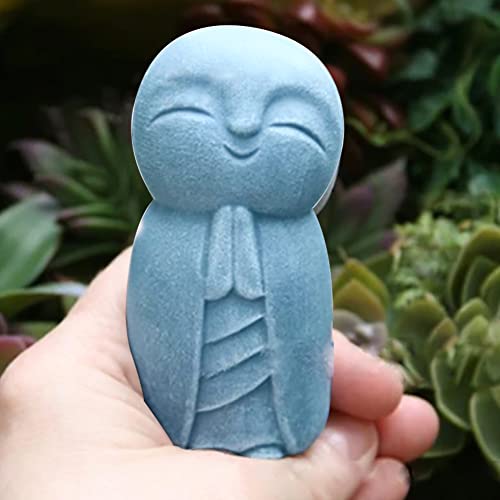 Emvanv Feng Shui Zen Standing Blissful Japanese Jizo Monk Figurine, Buddha Statue Little Jizo Resin Craft Sculpture Home Outdoor Garden Decoration(Grey) #TOP7