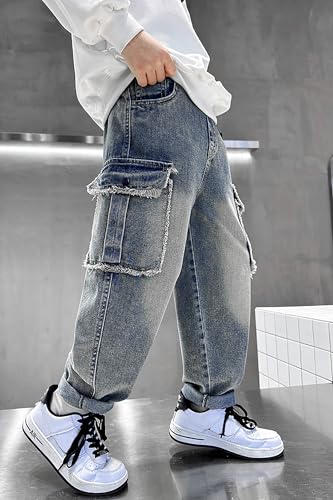 Rolanko Boys Baggy Jeans Elastic Straight fit Stretch Denim Pants Loose Kids Clothes 4-14 Years2
