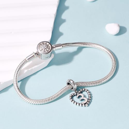 Image of 925 Sterling Silver Number Charm fits Pandora, Gift for Women