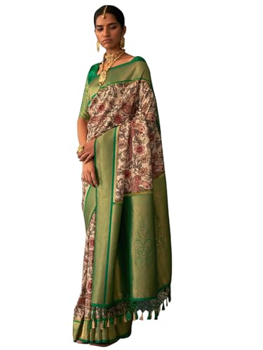 SAREE MALL Tussar Silk Woven Design Saree With Unstitched Blouse Piece (Green_KIMORA2050_KM)