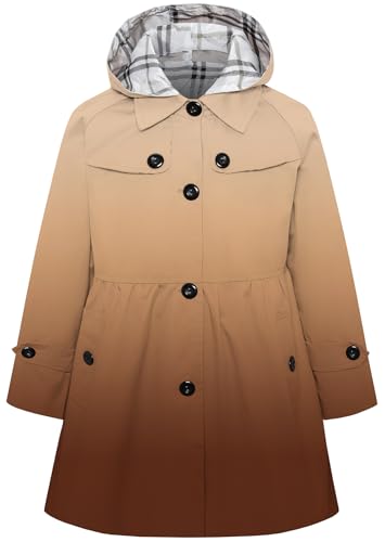 Image of Betusline Girl's Single Breasted Trench Coat Hooded Dress Coat Outerwear, 2-14 Years