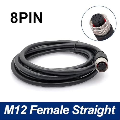Conector de sensor M12 hembra con 8 pines y cable recto de PVC 2