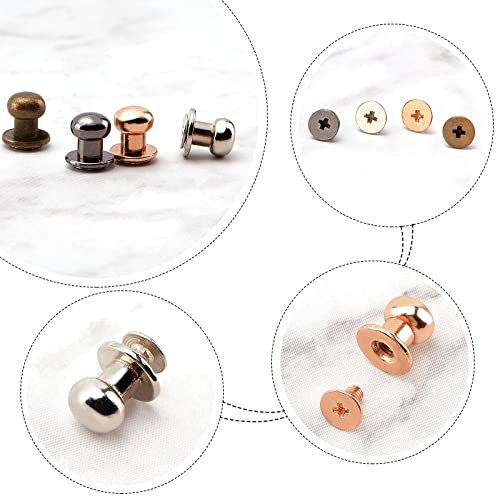 Image of GORGECRAFT 40 Set 4 Colors 8mm Round Head Screw Button Studs Chicago Screw Rivets Post Fastener for Home DIY Leather Repairs Craft Luggage Jackets Wallet Handbag Decoration Hardware Accessories