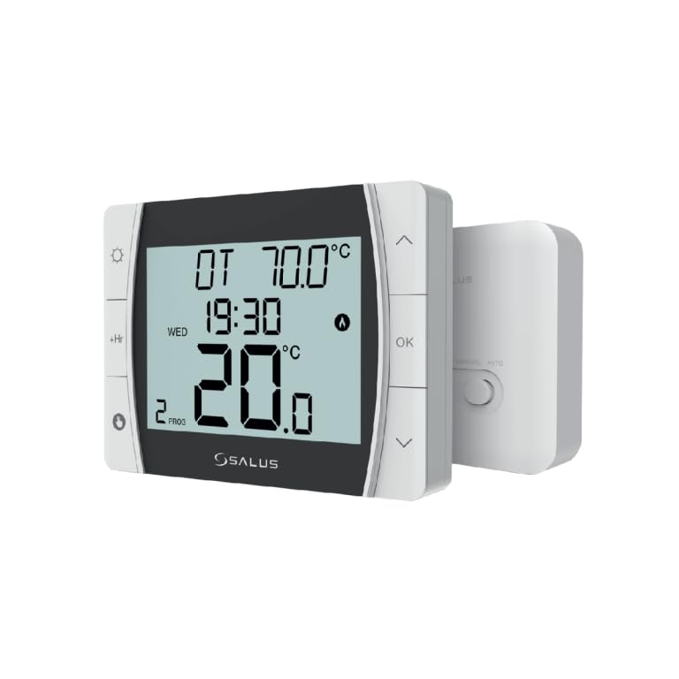 Salus DT600RF Wireless Programmable Thermostat & Receiver - OpenTherm, Boiler Plus Compliant, Load Compensation, 5/2 or 7 Day Scheduling