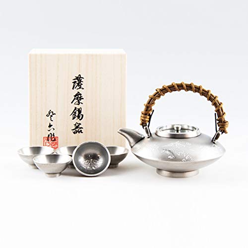 Amazon.co.jp: 薩摩錫器 錫 黒じょか・ちょか 桜島 イブシ加工 盃5ケ 