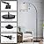 Black Arc Floor Lamps for Living Room,Modern Standing Lamp with Adjustable Drum Lampshade Tall Pole Lamp with Foot Switch Over Couch Arched Floor Light for Reading Bedroom 8W LED Bulb Included