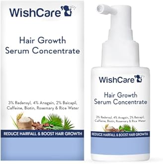 WishCare Hair Growth Serum Concentrate - Rosemary, 3% Redensyl, 4% Anagain, 2% Baicapil, Caffeine, Biotin, Plant Keratin & Rice Water