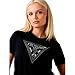 Guess Womens Eco Short Sleeve Krystal Triangle Tee, Jet Black, Large
