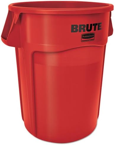 Rubbermaid Commercial 44 Gal Vented Trash Can, Red