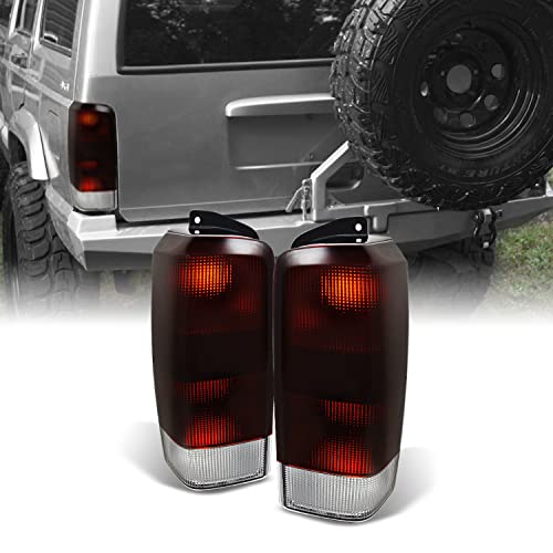 AKKON - For Jeep Cherokee SUV Red Smoke Lens Tail Lights Taillights Brake Lamp Signal Replacement Left + Right
