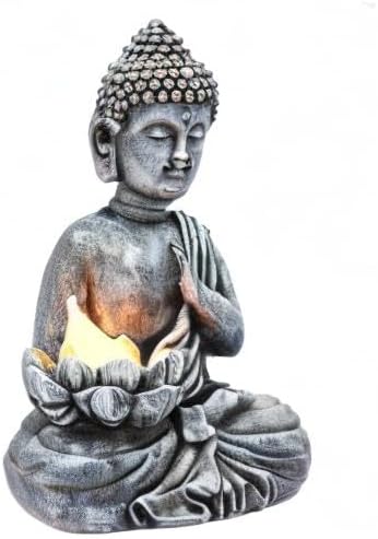 Solar Buddha Statue - Outdoor Zen Sculpture With Flickering LED Lotus Light - Waterproof Garden Decor Gift - 11.81 Inch - Image 10