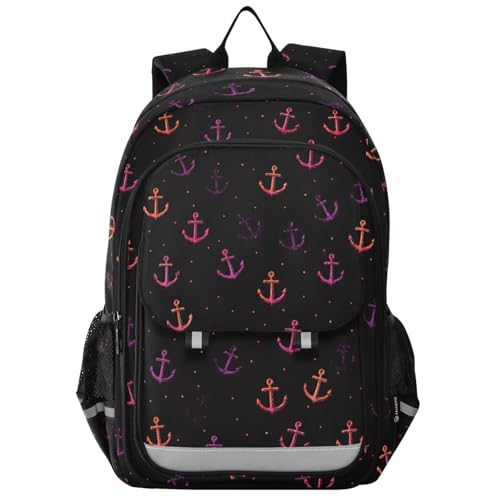 Sac à dos ordinateur portable enfants motif ancre violet, cadeau idéal