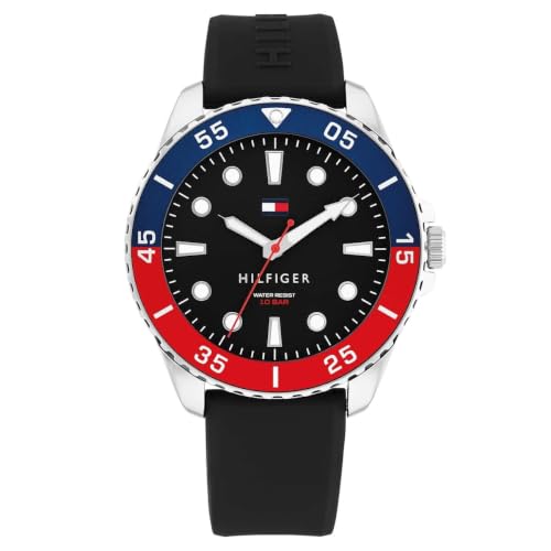 Image of Tommy Hilfiger Oceanic Quartz Analog with Black Dial Black Silicone Strap Watch for Men - TH1792201