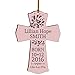 LifeSong Milestones Personalized New Baby Birth Shower Announcement Gift Ideas for Newborn Boys and Girls Custom Engraved Wall Cross Ornament for New mom and dad and Grandparents (Pink)
