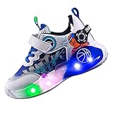 Baskets lumineuses LED for garçons et filles avec motif dessin animé, maille respirante, fermeture MAGIC TAPE, idéales for le basketball en intérieur et en extérieur, et for les loisirs(Bleu,23 EU)