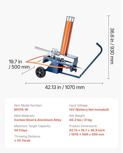 Image of VEVOR Clay Pigeon Thrower, Automatic Skeet and Trap Launcher with Adjustable Angle & Foot Pedal for Clays Throwing Shooting Sports