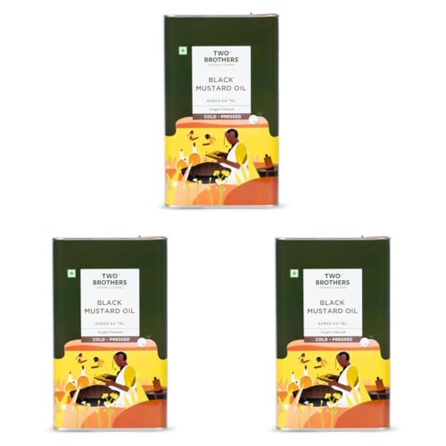 Image of Two Brothers Organic Farms India's Only Certified Glyphosate Free Mustard Oil /Sarso Ka Tel(5L), Made using farm grown Mustard seeds | Cold-Pressed and Single-Filtered Oil for Healthier Cooking | Kacchi Ghani, Natural and Unrefined