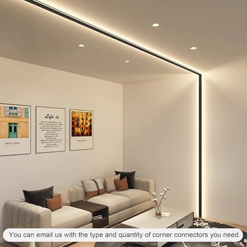 Profilé LED aluminium noir pour supprimer l'éblouissement, éclairage indirect 30m