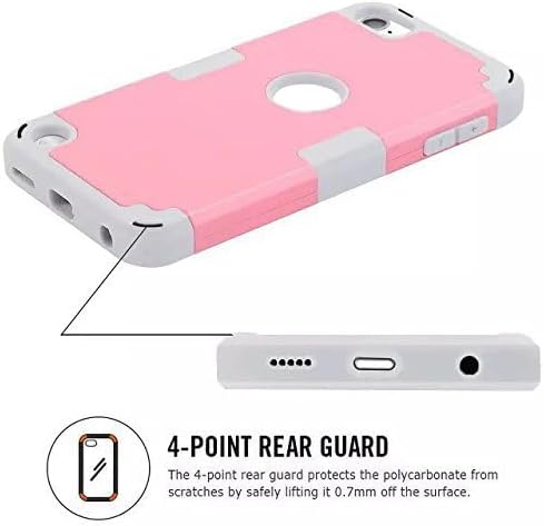 Miniatura 5 de Funda para iPod Touch 765 - PC duro de doble capa + silicona a prueba de golpes resistente de alto impacto (rosa + gris claro)