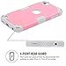 iPod Touch 7/6/5 Case - Dual Layered Hard PC + Silicone Shockproof Heavy Duty High Impact Armor Hard Cover (Pink+LightGray)