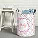 Personalized Laundry Basket for Nursery, Custom Nursery Laundry Hamper with Name, Customize Baby Clothes Circular Hamper for Boys Girls Room Decor, Pink Bow