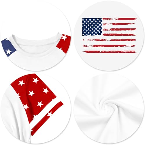Image of CAZYCHILD Girls 4th of July USA Shirt American Flag Patriotic T-Shirt Independence Day Outfit for Kids 5-14Years