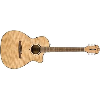 Fender Guitare acoustique Auditorium FA-345CE – Touche en palissandre – Naturel - Les Beatles, Paul McCartney, John Lennon, RIngo Starr, George Harrison