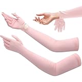 GUIZIYAO UV-Schutzhandschuhe Lange Für Damen, Atmungsaktiv Touchscreen Handschuhe, UV Handschuhe UPF 50+, Vollfinger Armhandschuhe Für Outdoor Sport, Radfahren, Autofahren, Rosa