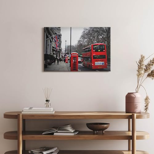 Bus anglais et cabine téléphonique impression d'art premium toile Wallfluent 60x40 - 2