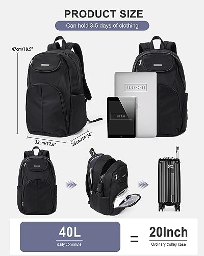 Image of Sports Backpack for Men Women Work Commuter Causal Daypack Hiking Gym Workout Backpack with Shoes Compartment Water Reisistant Black