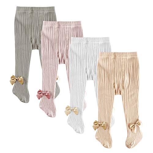 slaixiu 4-Pack Cotton Baby Girl Tights Cable Knit Seamless Toddler Leggings Pants Stockings ST12 (0-6)S