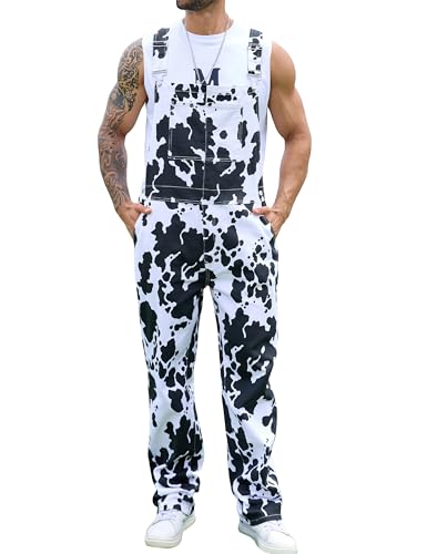 Amazon.com: YXLUOKY Cow Print Overalls for Men Animal Pants Fall