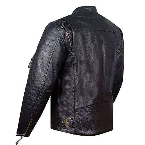 Men's Revolt Natural Premium Buffalo Leather Motorcycle Jacket Vented Flexible Ce Armor Removable Liner Inside Pockets Street Cruiser Touring Retro Biker Power Sport Jackets M #TOP6