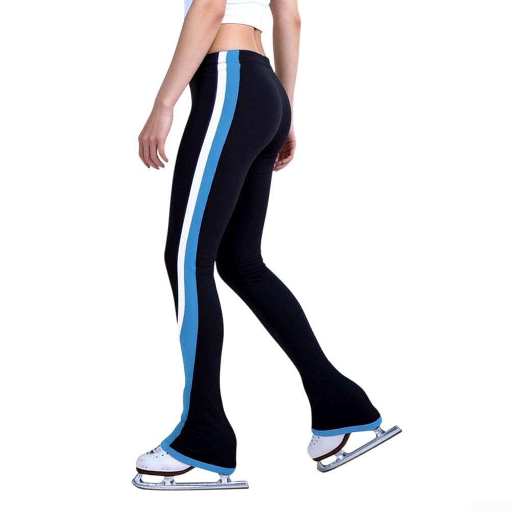 Pantaloni da allenamento impermeabili a righe per pattinaggio artistico, leggings traspiranti ad alta elasticità per donne e ragazze, collant sportivi ad asciugatura rapida, per pratica e