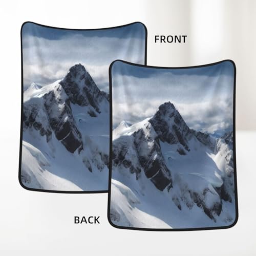 Couverture polaire montagne enneigée flanelle douce pour lit et canapé
