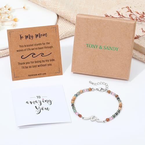 Image of TONY & SANDY Friend Gifts for Women, Unique Birthday Gifts for Women, Sister Gift from Sister, Wave Bracelet, Christmas Stocking Stuffers for Woman Female, Bestie Friendship Bracelets