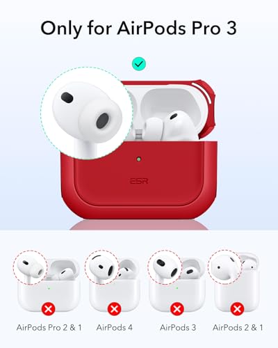 Image of ESR for AirPods Pro 3 Case, Compatible with AirPods Pro Case 3rd Generation (2025), Compatible with MagSafe, Full Drop Protection Cover with Lanyard, Red