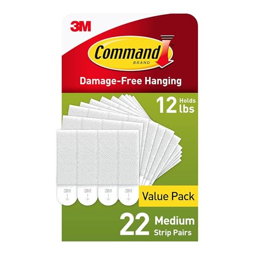 Command Medium Picture Hanging Strips, 22 White Adhesive Strip Pairs (44 Strips), Damage Free Hanging Picture Hangers, N