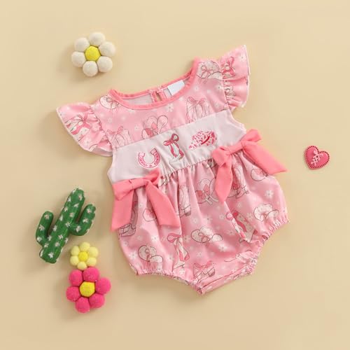 Baby Girls Casual Romper Western Print Embroidery Cute Bow Long Sleeve Jumpsuits for Newborn Fashion Clothes3