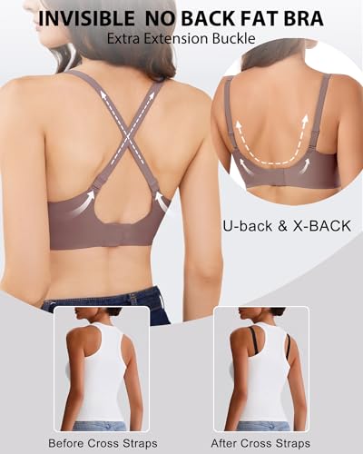 Image of Gailife Deep V Jelly Bras for Women No Underwire Wireless Seamless Push Up Bra Comfort Support Plunge Bralette Full Coverage