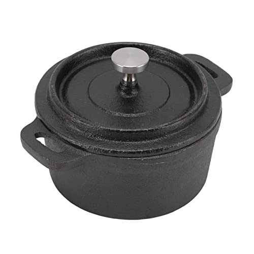 Horno Holandés, Olla de Horno Holandés con Tapa con Tapa de Hierro Fundido Hierro Fundido Tradicional Espesado para Cocinar Lenta, Asados, Arroz, Pasta, Sopas (Diámetro 20 CM)