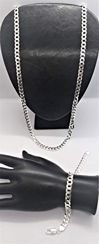 Corrente E Pulseira Masculina Elo Grumet Prata Maciça 925 70 cm X 8 mm Ref. 637